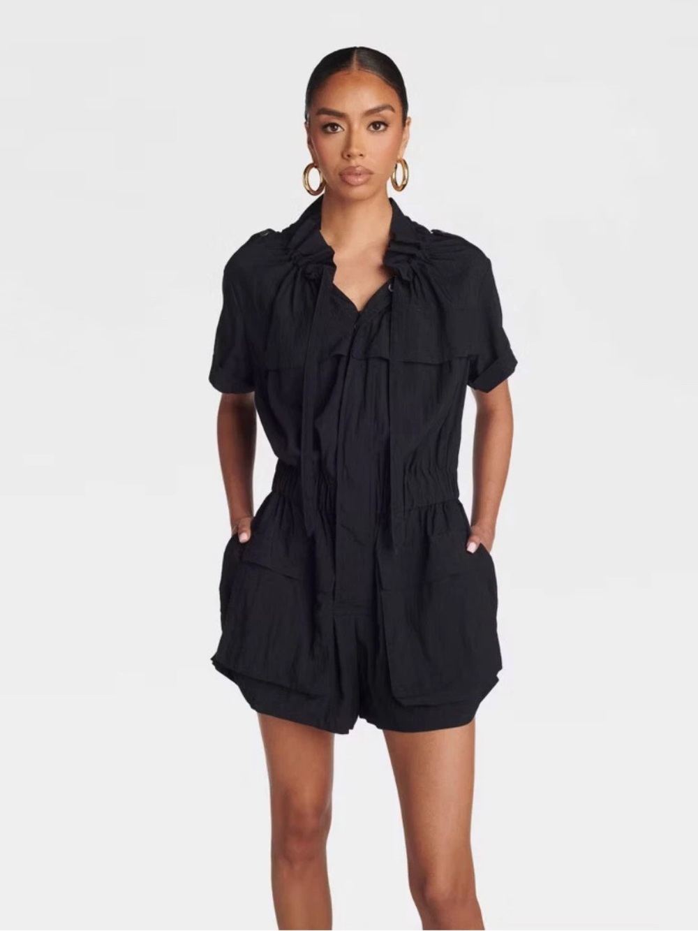 KBB by KAHLANA Short Sleeve -Utility Romper - Navy Blue S NEW